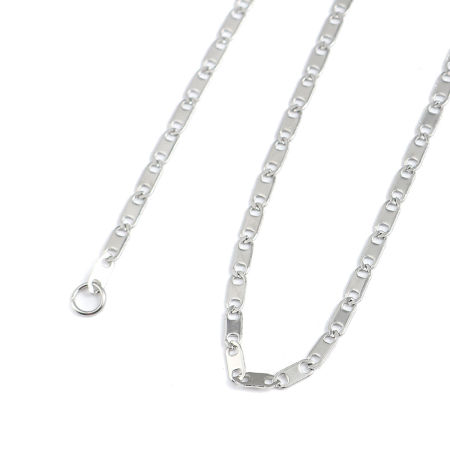 Picture of Wholesale Link Chain Necklace, Silver Tone 304 Stainless Steel, Unisex Minimalist Gift Jewelry For Retailer, 50cm(19.7") long, Chain Size: 6x2mm, 3 PCs