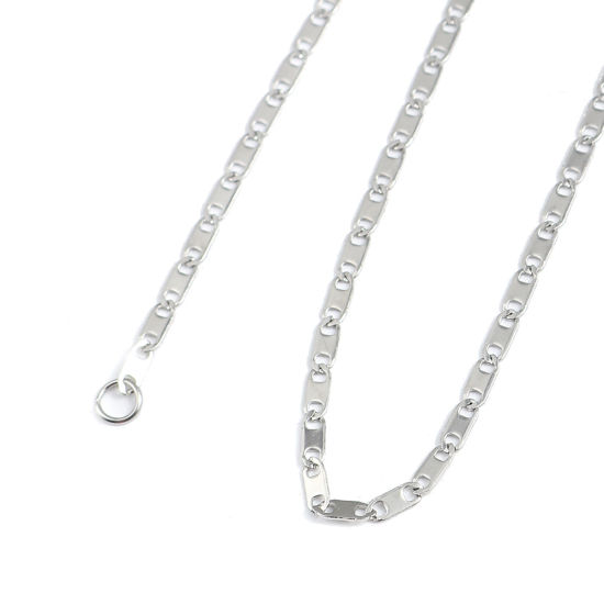 Image de Colliers en 304 Acier Inoxydable D'autres chaînes Ovale Argent Mat 50cm Long, Taille de chaîne: 6x2mm, 3 Pcs