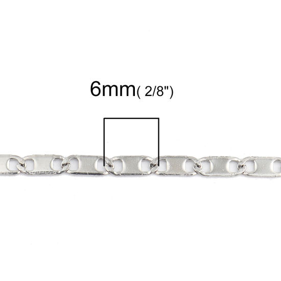 Image de Colliers en 304 Acier Inoxydable D'autres chaînes Ovale Argent Mat 50cm Long, Taille de chaîne: 6x2mm, 3 Pcs