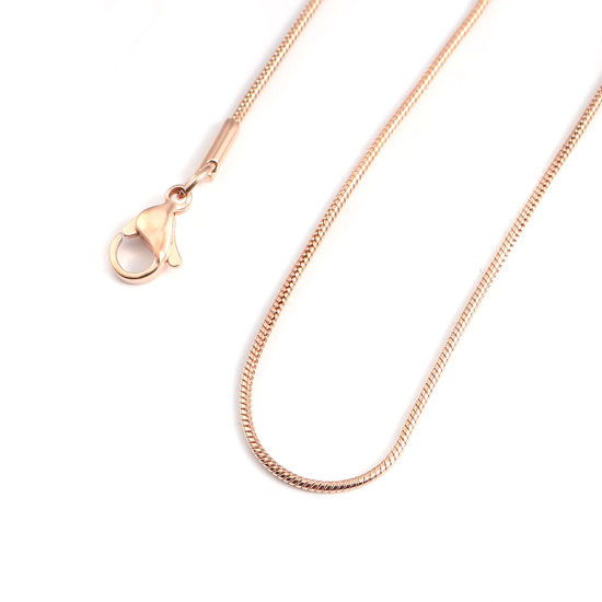 Image de 1 Pièce Colliers en 304 Acier Inoxydable Placage sous Vide Chaîne Maille Serpent Or Rose 46cm long, Taille de Chaîne: 1.2mm