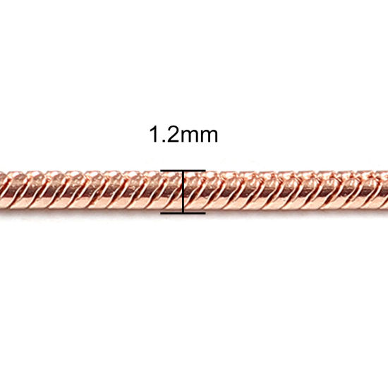 Image de 1 Pièce Colliers en 304 Acier Inoxydable Placage sous Vide Chaîne Maille Serpent Or Rose 46cm long, Taille de Chaîne: 1.2mm