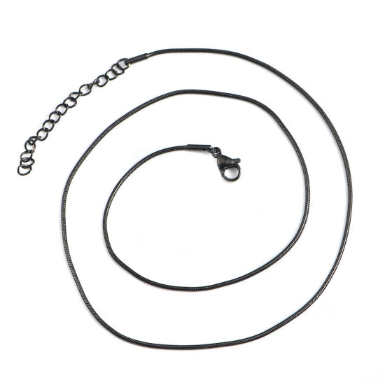 Immagine di 1 Pz Placcatura Sottovuoto 304 Acciaio Inossidabile Catena di Serpente Collana Nero 45cm Lunghezza, Dimensione della Catena 1.2mm