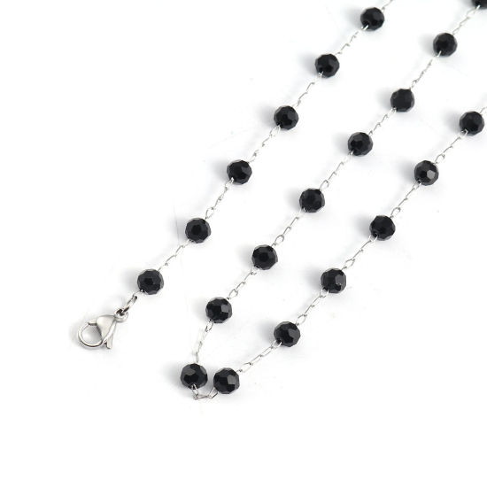 Image de Colliers en 304 Acier Inoxydable D'autres chaînes Argent Mat A Facettes 74cm Long, Taille de chaîne: 5mm, 1 Pièce