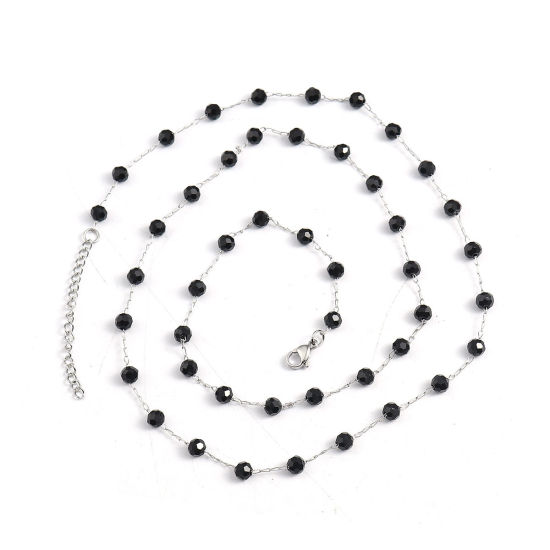 Image de Colliers en 304 Acier Inoxydable D'autres chaînes Argent Mat A Facettes 74cm Long, Taille de chaîne: 5mm, 1 Pièce