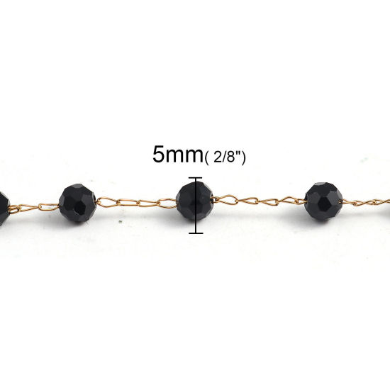 Image de 1 Pièce Colliers en 304 Acier Inoxydable Placage sous Vide Chaînes Doré Noir A Facettes 74cm long, Taille de Chaîne: 5mm