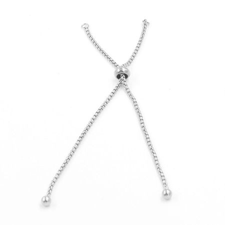 304 Stainless Steel Slider/Slide Extender Chain For Jewelry Necklace Bracelet Silver Tone Round Adjustable 11cm(4 3/8") long, 1 Piece”