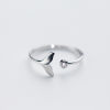 Picture of Sterling Silver Open Rings Silver Whale Tail Clear Rhinestone, 1 Piece