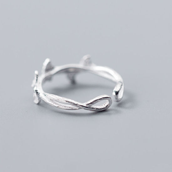 Picture of Sterling Silver Open Rings Silver Gingko Leaf, 1 Piece