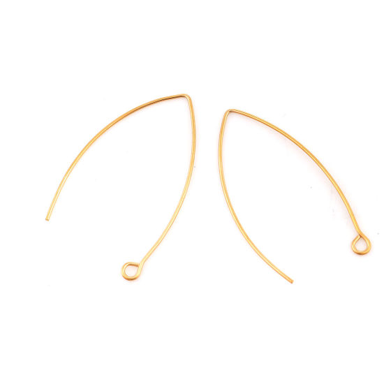 Picture of Stainless Steel Earring Components Gold Plated 41mm(1 5/8") x 22mm( 7/8"), Post/ Wire Size: (19 gauge), 5 PCs
