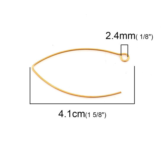 Bild von Edelstahl Ohrring Einzelteil Vergoldet 41mm x 22mm, Drahtstärke: (19 gauge), 5 Stück