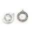 Picture of Zinc Based Alloy Charms Round Disc Antique Silver Color Cabochon Settings (Fits 12mm Dia.) Clear Rhinestone 21mm x 18mm, 3 PCs