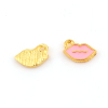 Picture of Zinc Based Alloy Charms Lip Gold Plated Pink Enamel 9mm( 3/8") x 6mm( 2/8"), 10 PCs