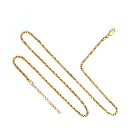 Image de Colliers En Gros Doré en Acier Inoxydable, Chaîne Maille Vénitienne, Unisexe Minimaliste Cadeau Bijoux pour Détaillants 61cm long, Taille de la Chaîne: 2.5x2.5mm, 1 Pièce