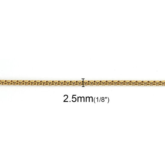 Image de Colliers en Acier Inoxydable Chaîne Maille Vénitienne Doré 61cm Long, Taille de chaîne: 2.5x2.5mm, 1 Pièce