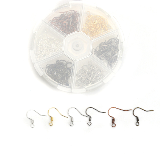 Picture of Copper Ear Wire Hooks Earring Findings Mixed 18mm x 16mm, 1 Box (Approx 120 PCs/Box)