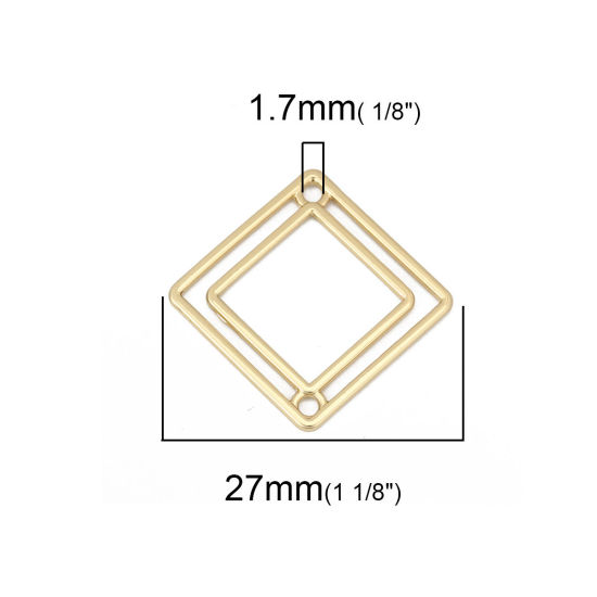 Image de Connecteurs en Alliage de Zinc Losange Doré Géométrique 27mm x 27mm, 10 Pcs