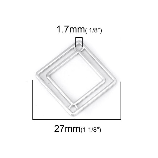 Image de Connecteurs en Alliage de Zinc Losange Doré Géométrique 27mm x 27mm, 10 Pcs