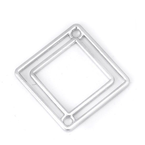 Picture of Zinc Based Alloy Connectors Rhombus Silver Tone Geometric 27mm x 27mm, 10 PCs