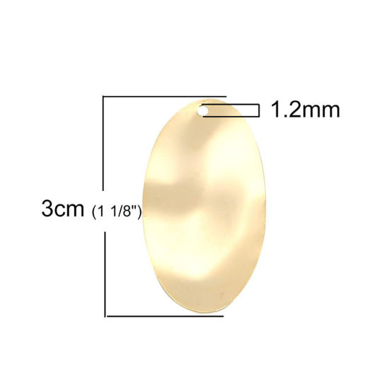 Picture of Brass Pendants Oval 18K Real Platinum Plated 30mm(1 1/8") x 16mm( 5/8"), 5 PCs                                                                                                                                                                                