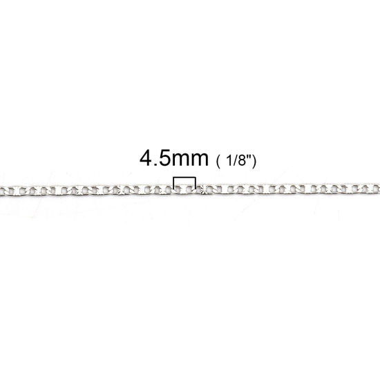 Bild von Messing DE Gaulle Kette Zubehör Silberfarbe 4.5x1.8mm, 3 Meter                                                                                                                                                                                                