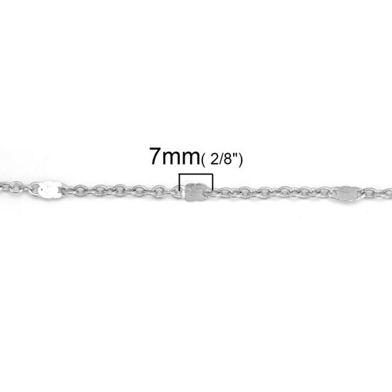 Bild von Messing Geschlossen Gliederkette Kette Zubehör Silberfarbe 7x3mm 2.5x2mm, 5 Meter                                                                                                                                                                             