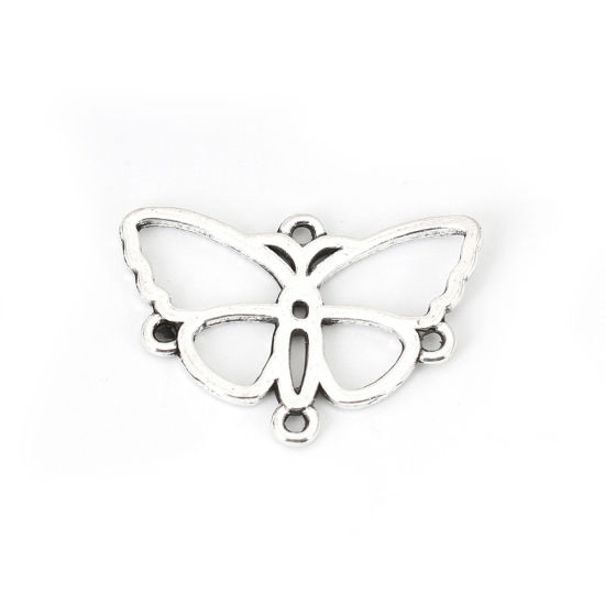 Picture of Zinc Based Alloy Connectors Butterfly Animal Antique Silver Color 24mm x 17mm, 50 PCs