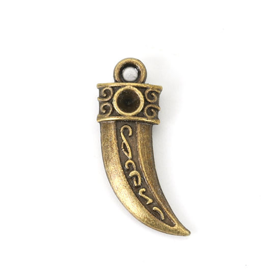 Bild von Zinklegierung Böhmischer Stil Charms Horn Bronzefarbe (für ss16 Spitzboden Strasssteine) 22mm x 10mm, 40 Stück