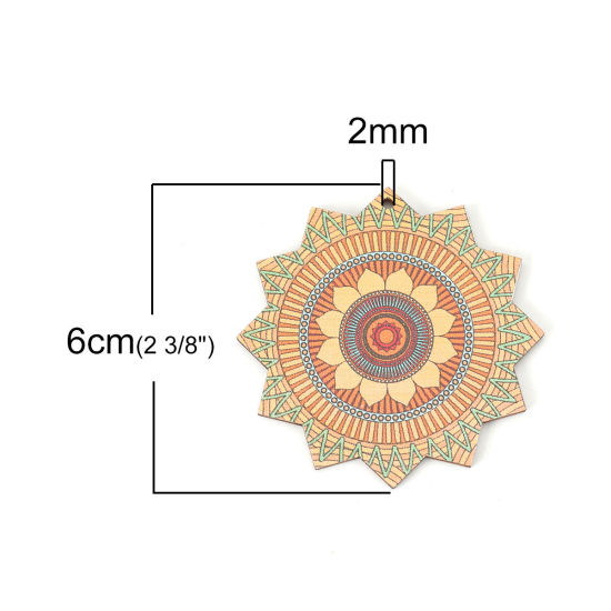 Immagine di Legno Ciondoli Fiore Arancione 60mm x 60mm, 10 Pz