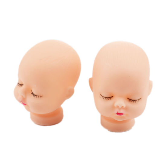 Picture of Plastic Toy Doll Making Doll Heads Light Beige 45mm(1 6/8") x 38mm(1 4/8"), 5 PCs