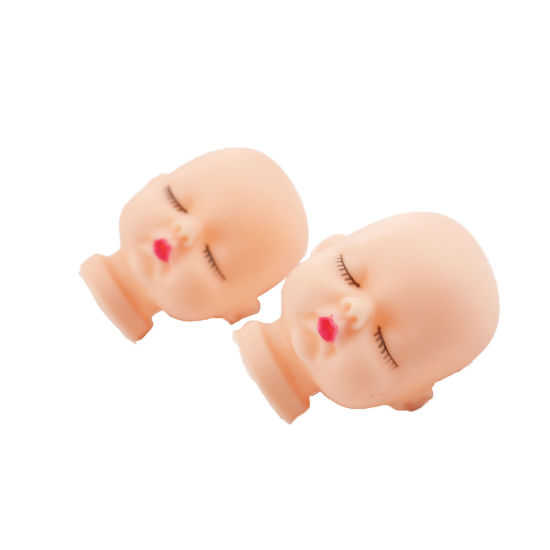 Picture of Plastic Toy Doll Making Doll Heads Light Beige 45mm(1 6/8") x 38mm(1 4/8"), 5 PCs