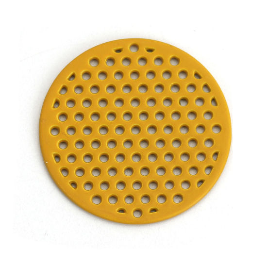 Imagen de Zamak Colgantes Charms Ronda Amarillo 25mm Dia, 10 Unidades