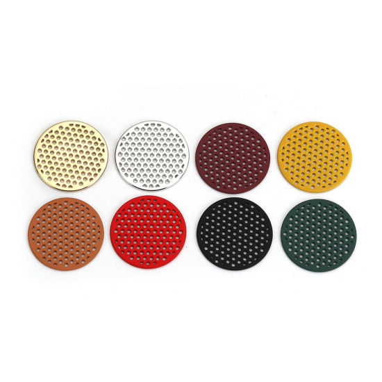 Imagen de Zamak Colgantes Charms Ronda Amarillo 25mm Dia, 10 Unidades