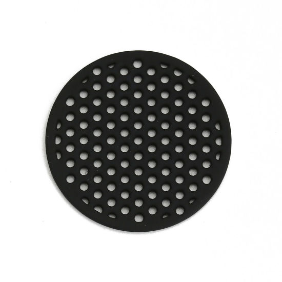 Imagen de Zamak Colgantes Charms Ronda Negro 25mm Dia, 10 Unidades