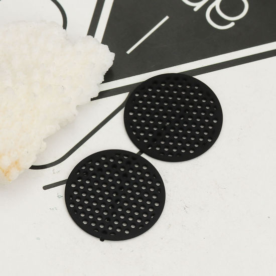 Imagen de Zamak Colgantes Charms Ronda Negro 25mm Dia, 10 Unidades