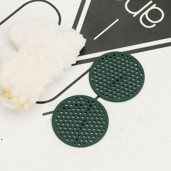 Imagen de Zamak Colgantes Charms Ronda Verde Oscuro 25mm Dia, 10 Unidades