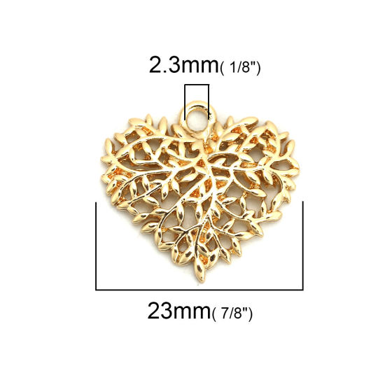 Picture of Zinc Based Alloy Charms Heart Gold Plated 23mm( 7/8") x 21mm( 7/8"), 10 PCs