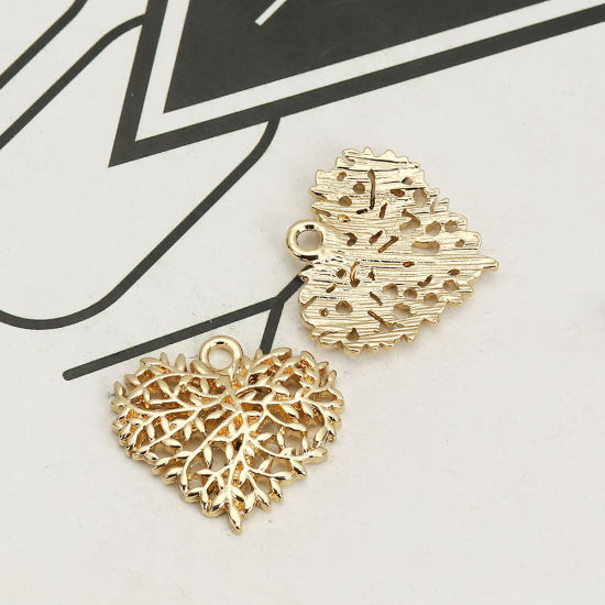 Picture of Zinc Based Alloy Charms Heart Gold Plated 23mm( 7/8") x 21mm( 7/8"), 10 PCs