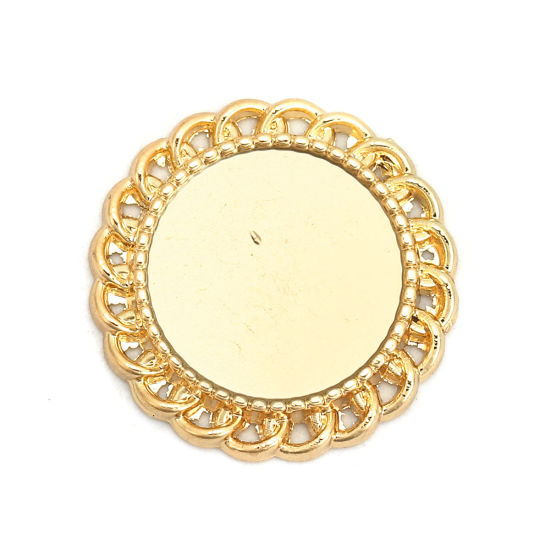 Picture of Zinc Based Alloy Embellishments Round Gold Plated Cabochon Settings (Fits 14mm Dia.) 20mm( 6/8") Dia., 10 PCs