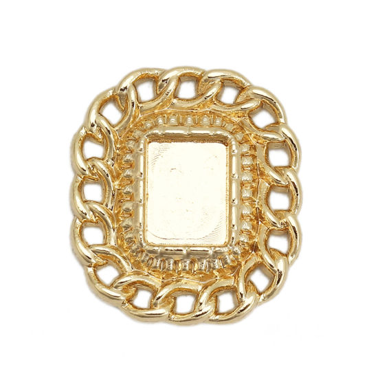 Picture of Zinc Based Alloy Embellishments Rectangle Gold Plated Cabochon Settings (Fits 8mmx6mm) 20mm( 6/8") x 18mm( 6/8"), 10 PCs