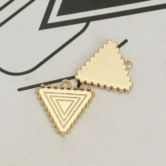 Picture of Zinc Based Alloy Charms Triangle Gold Plated Cabochon Settings (Fits 18mmx16mm) 20mm x 20mm, 10 PCs