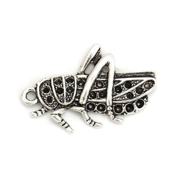 Picture of Zinc Based Alloy Pendants Insect Animal Antique Silver Color (Can Hold ss4 Pointed Back Rhinestone) 32mm(1 2/8") x 20mm( 6/8"), 10 PCs