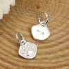Picture of Sterling Silver Charms Silver Cat Animal Claw White Enamel 12mm( 4/8") x 8mm( 3/8"), 1 Piece