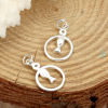 Picture of Sterling Silver Charms Silver Round Fish W/ Jump Ring 18mm( 6/8") x 9mm( 3/8"), 1 Piece