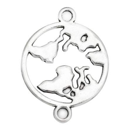 Zamak Conectores Plata Antigua Mapa 26mm x 19mm, 50 Unidades
