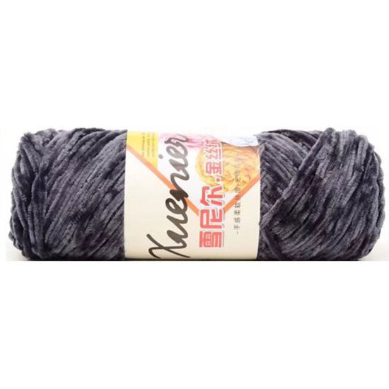Picture of Blend Fabric Super Soft Knitting Yarn Dark Gray 5mm, 1 Piece