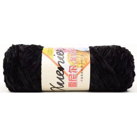 Picture of Blend Fabric Super Soft Knitting Yarn Black 5mm, 1 Piece