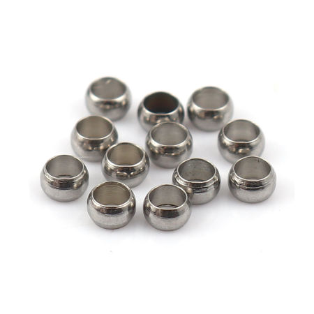 Imagen de Acero Inoxidable Chafas Cilíndrico Tono de Plata 3mm x 2mm, Agujero: Aprox 2.2mm, 100 Unidades