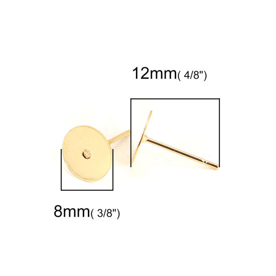 304ステンレス鋼 イヤリング 円形 金メッキ 8mm に適応) 8mm直径、 ワイヤーサイズ: （21号）、 30 個 の画像