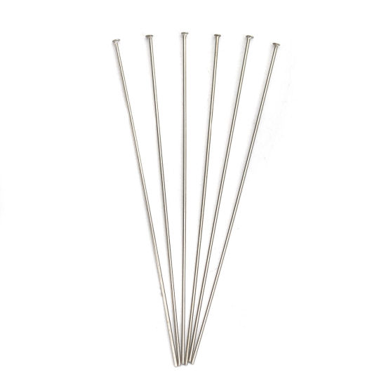 Picture of 304 Stainless Steel Head Pins Silver Tone 7cm(2 6/8") long, 0.7mm (21 gauge), 50 PCs