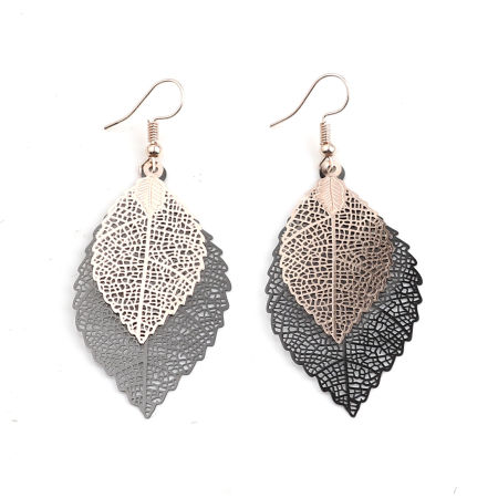 Picture of Stainless Steel Earrings Multicolor Leaf Color Plated 7cm(2 6/8